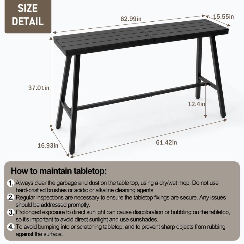 Pellebant Outdoor Bar Table Patio Rectangular