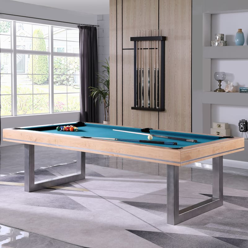 Harmony Maple 8ft Billiard Slate Bed Pool Table - Green/Blue
