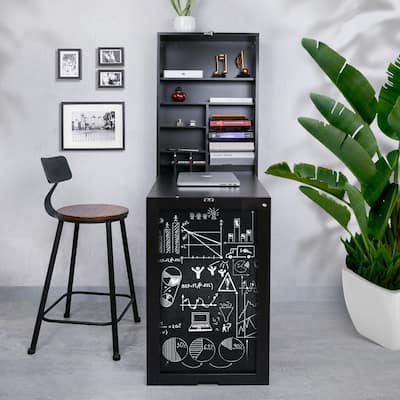 Utopia Alley Fold Down Desk Wall Cabinet with Chalkboard