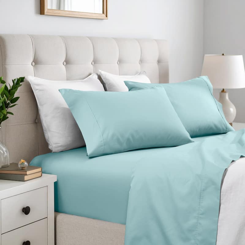 Superior 600 Thread Count Cotton Blend Sheet Set - Twin - Light Blue