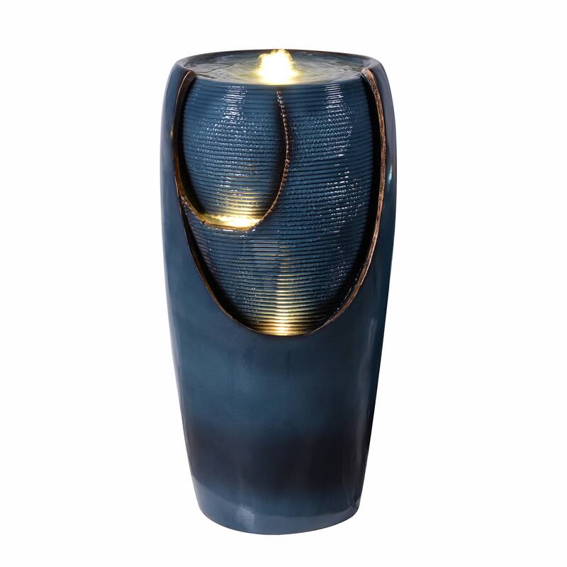 LED Lighted Bubbling Outdoor Garden Water Fountain - 28.5"