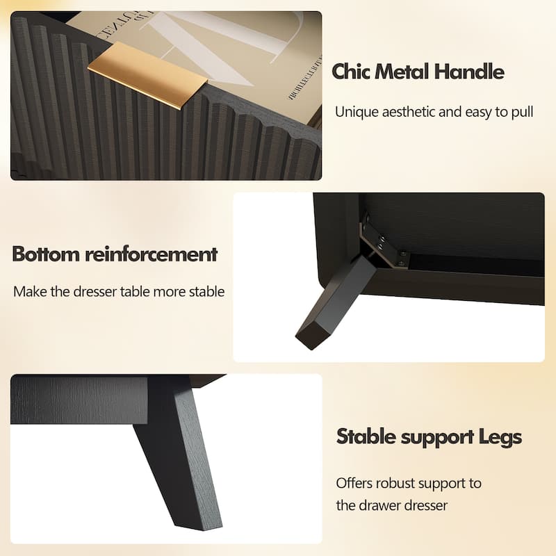 Modern 5 Chest of Drawers, Wood Dresser for Bedroom, Living Room