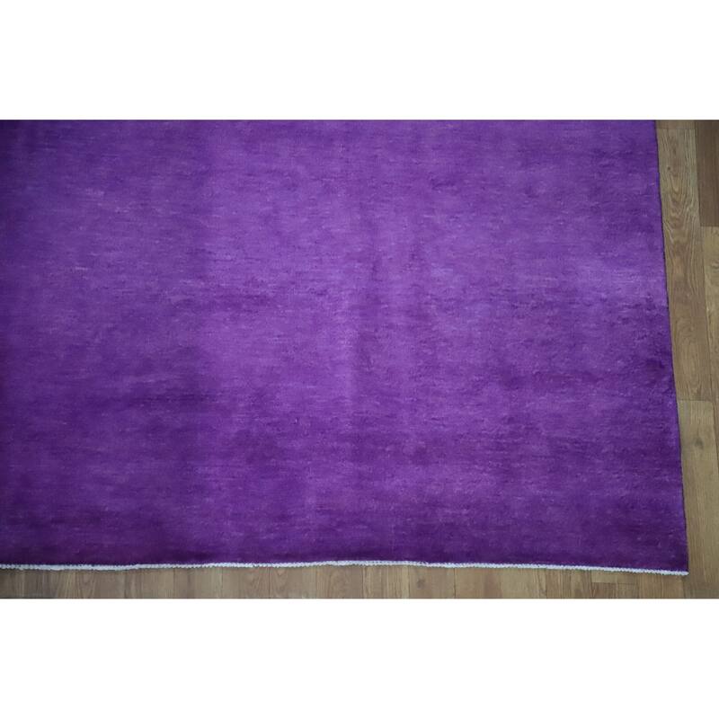 Hand Knotted Oriental 100% Wool Carpet Modern Solid Purples Gabbeh Area Rug - 12' 3'' X 8' 11''