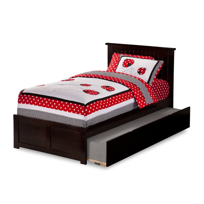 Classic Platform Bed with Trundle - Twin Size, Solid Wood Frame, White Finish, Full Size Bed Frame