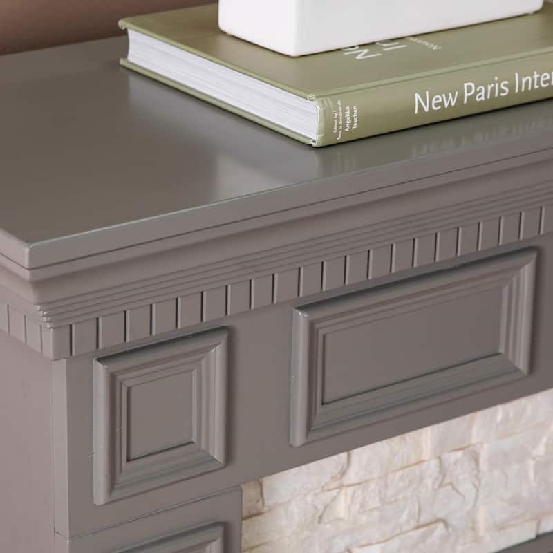 SEI Furniture Derlaro Color Changing Fireplace w/ Faux Stone