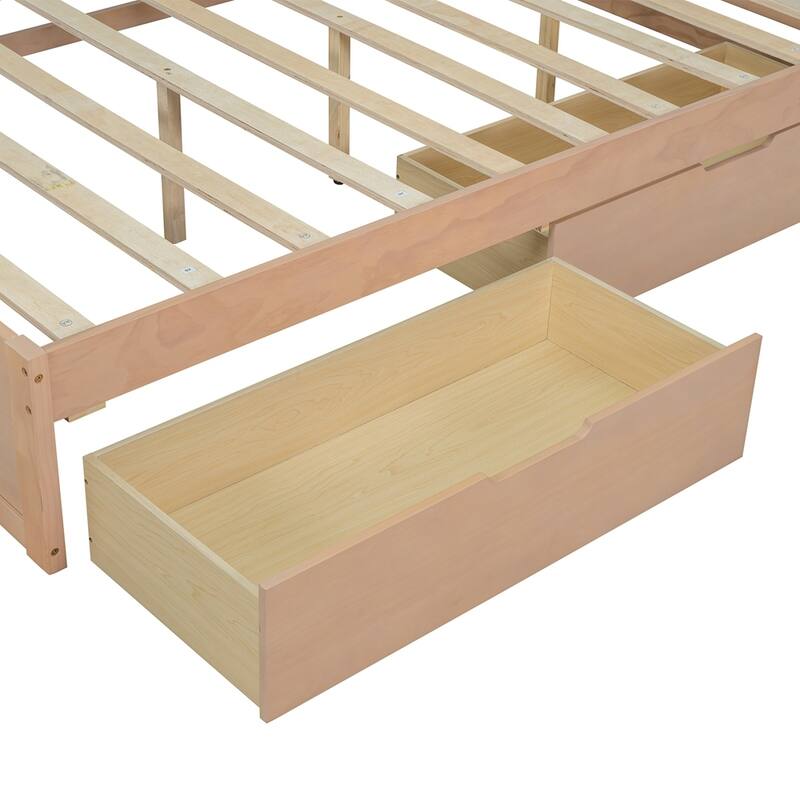 Wooden L-shaped Daybed Corner Bed with Storage Bookcase and USB Charging Ports