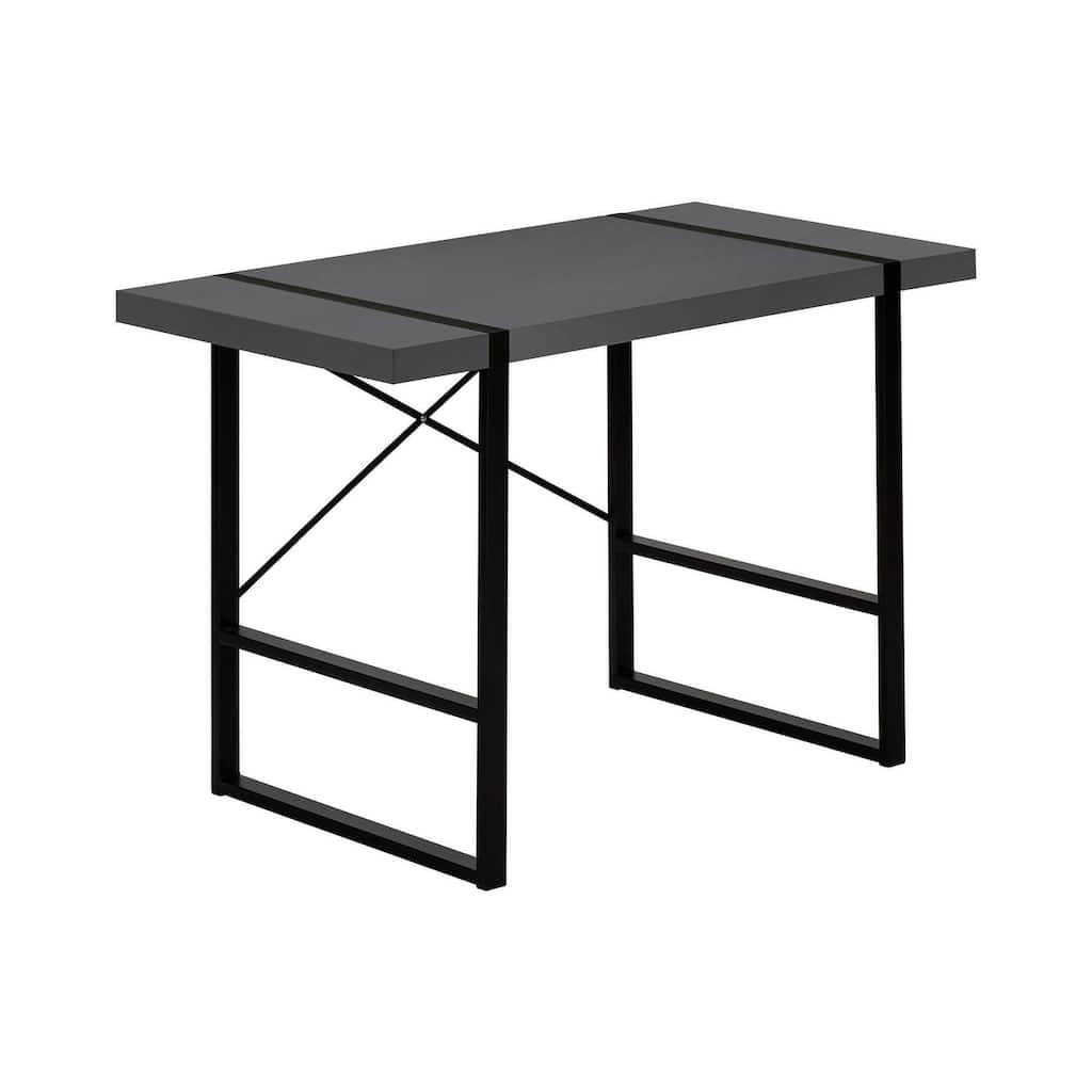 Computer Desk, Home Office, Laptop, 48"l, Work, Grey Laminate, Black Metal, Contemporary, Modern