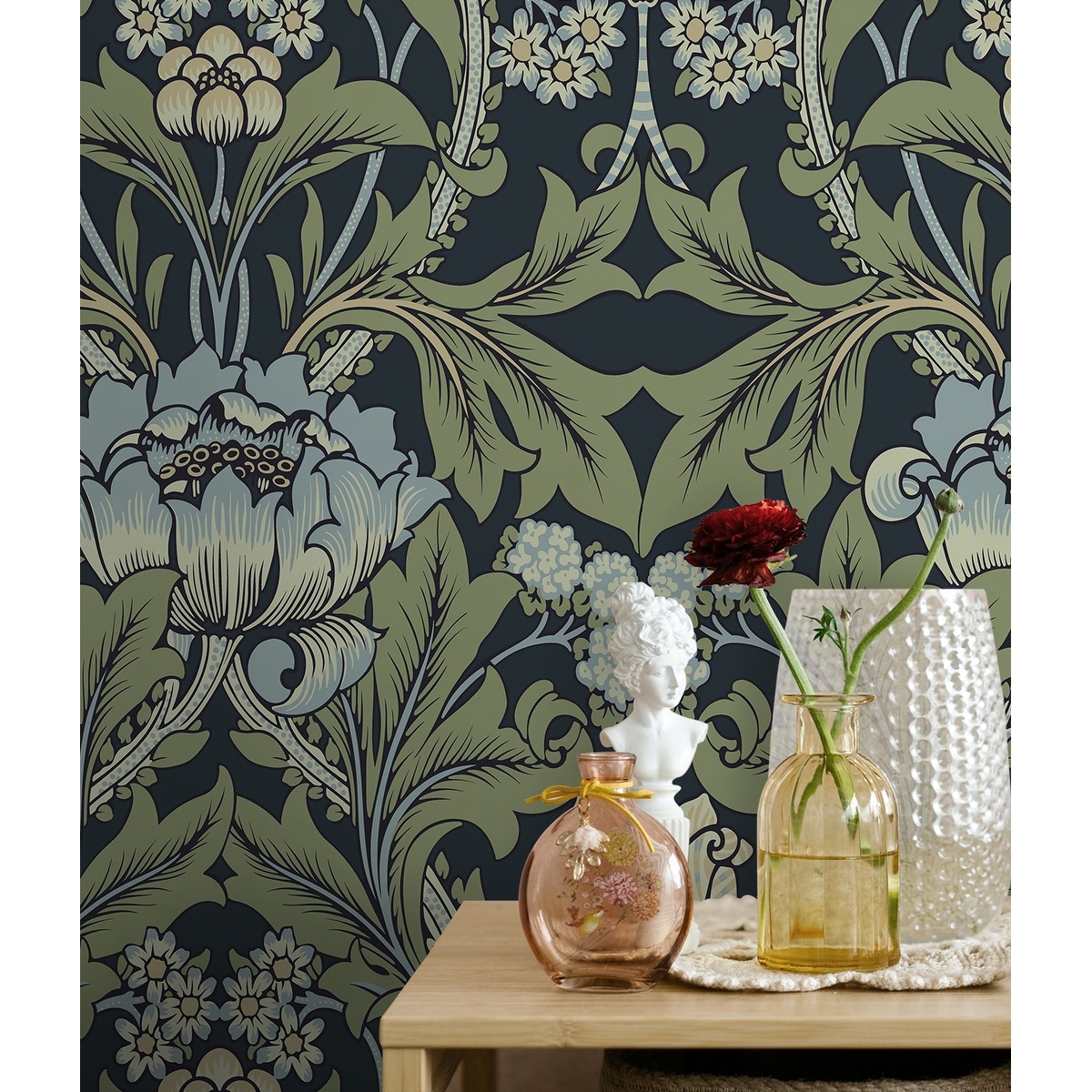 Venation Wallpaper Terracotta from 17 Patterns, Botanical Wallcovering