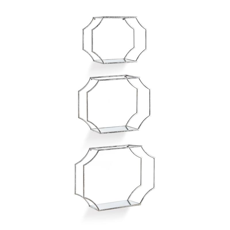 Hudson Mirrored Wall Shelves, Set Of 3 - Silver