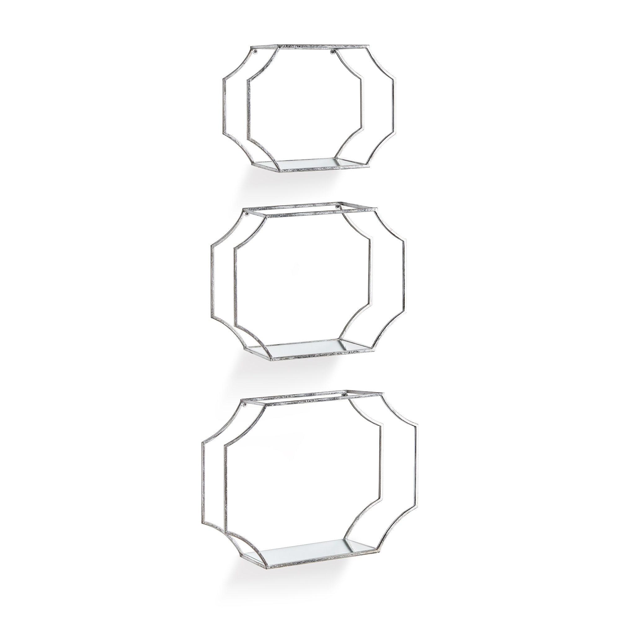 Hudson Mirrored Wall Shelves, Set Of 3