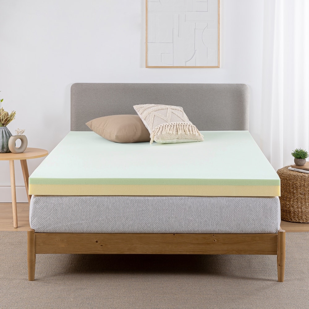 Priage by ZINUS 3 Inch Green Tea Memory Foam Mattress Topper