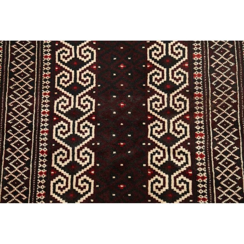 Geometric Traditional Balouch Persian Area Rug Wool Hand-knotted - 2'7" x 3'7"