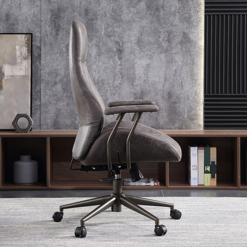 OVIOS Suede Fabric Ergonomic Office Chair High Back Lumbar Support - Bed Bath & Beyond - 30234960