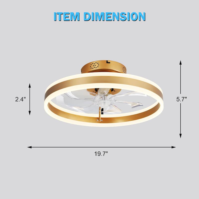 20"/24"/72" Oaks Aura Cotti Low Profile Dimmable Smart Ceiling Fan with Lights 6-Speed Flush Mount Modern Remote