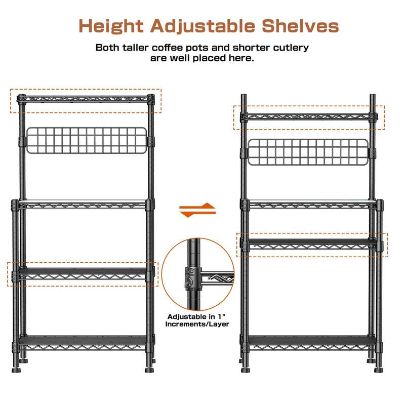 Bakers Rack for Kitchen with Storage - 14"D x 30"W x 59"H
