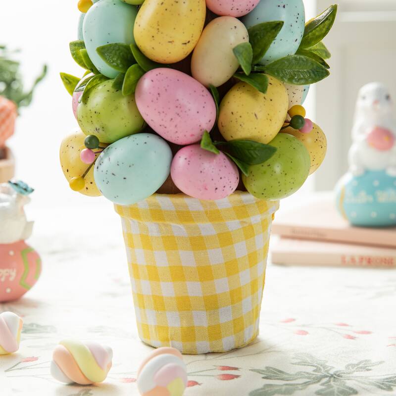 Glitzhome 16"H Multicolor Easter Egg Table Tree Decor for Spring Party Supplies