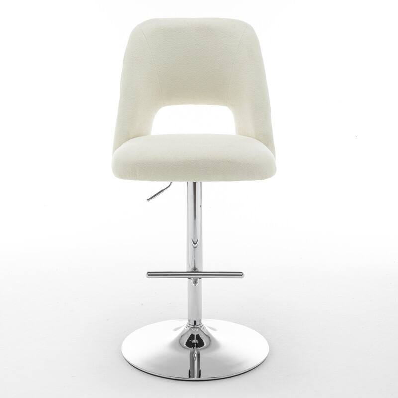 Best Quality Furniture Adjustable Textured Fabric Barstools with Chrome Finish Base (Set of 2)