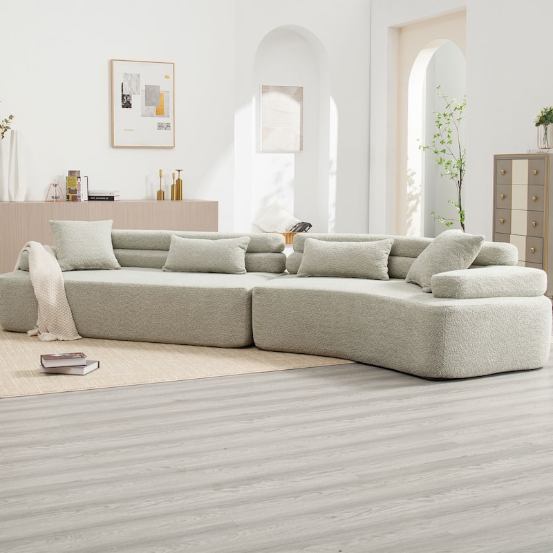 Frameless Sofa with Sponge Construction, ARC Armrests, No Assembly Required - Green