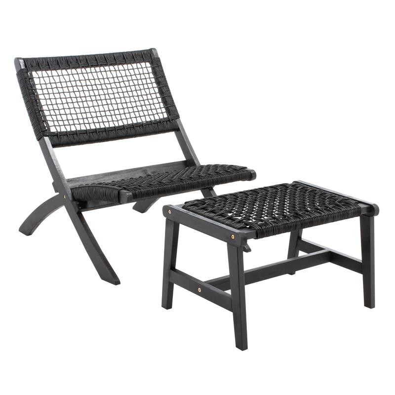 SAFAVIEH Lissy Acacia/ Rope Outdoor Chair & Table Set - 24W x 28D x 31H