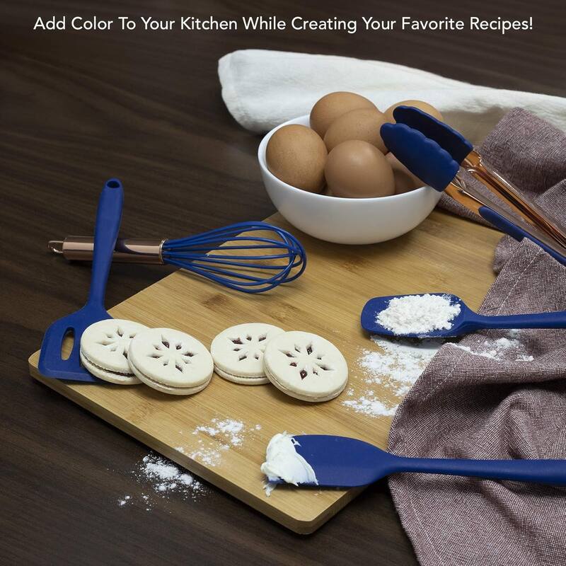 COOK WITH COLOR Silicone Kitchen Utensil Set Nonstick Safe, Easy-Clean Cooking Tools, Aqua