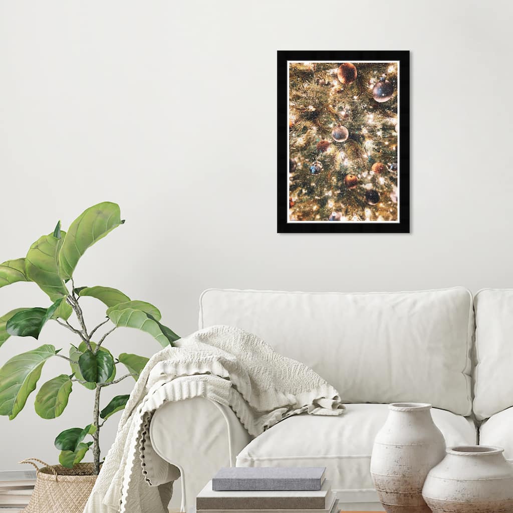 Wynwood Studio Prints Holiday and Seasonal Sparkling Tree Brown and Army Green Wall Art Canvas Print