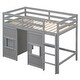 preview thumbnail 4 of 16, Twin Loft Bed with Wardrobe & Windows - Gray