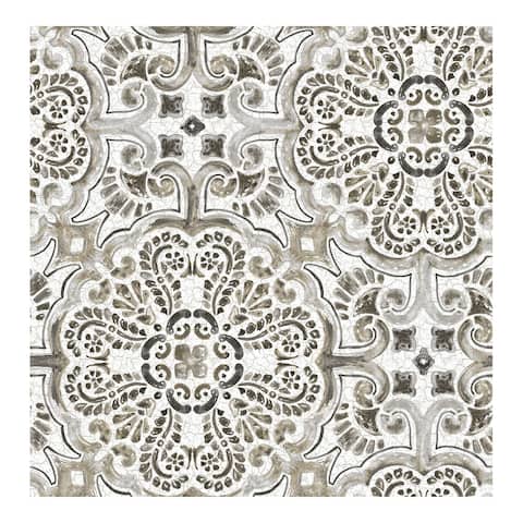 Black Florentine Tile Peel & Stick Wallpaper - 216in x 20.5in x 0.025in
