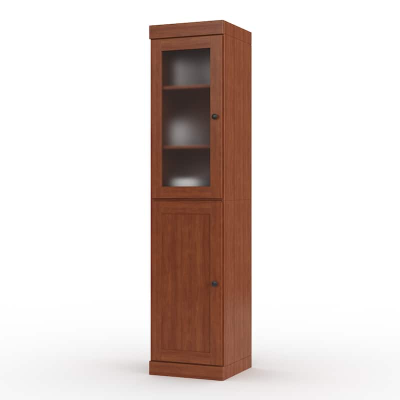 Palace Imports 100% Solid Wood 16.5" Pantry Cabinet with Frosted Glass, Shaker Doors and Adjustable Shelves - Mocha