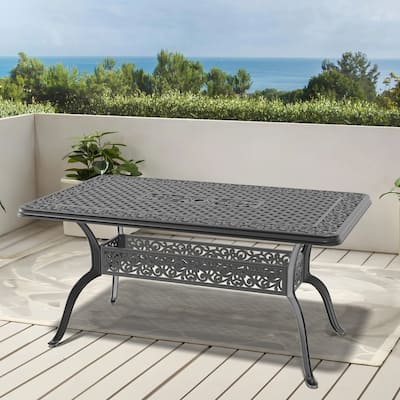 59.06 in. (L) x 35.43 in. (W) Black Rectangle Cast Aluminum Patio Dining Table