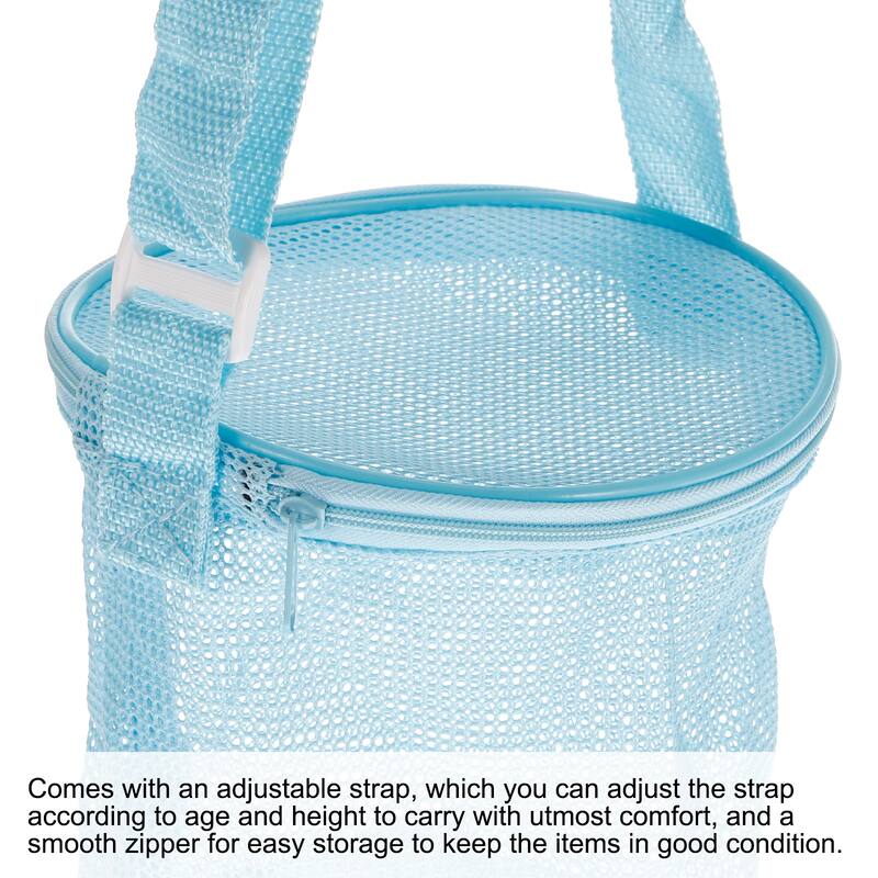 Mesh Beach Bag, Sea Shells Mesh Tote Sand Boxes Nets Bags, Sky Blue