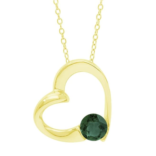 Victoria Townsend Gold over .925 Sterling Silver Green Quartz Open Heart Pendant Necklace