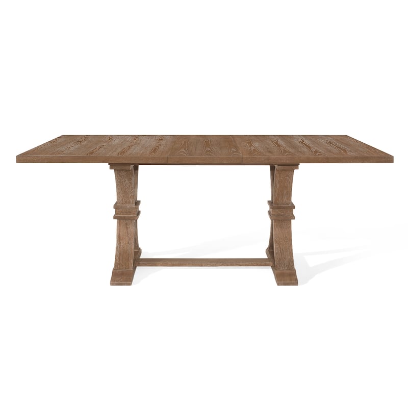 Christopher Knight Home - Rustic Extendable Dining Table with Rubberwood X-Frame Base and Extension Leaf
