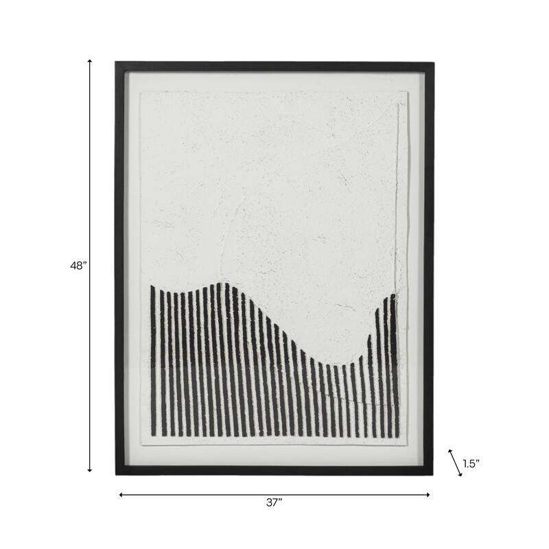 Mango Wood Canvas Shadow Box Wall Art - 48" Black/White