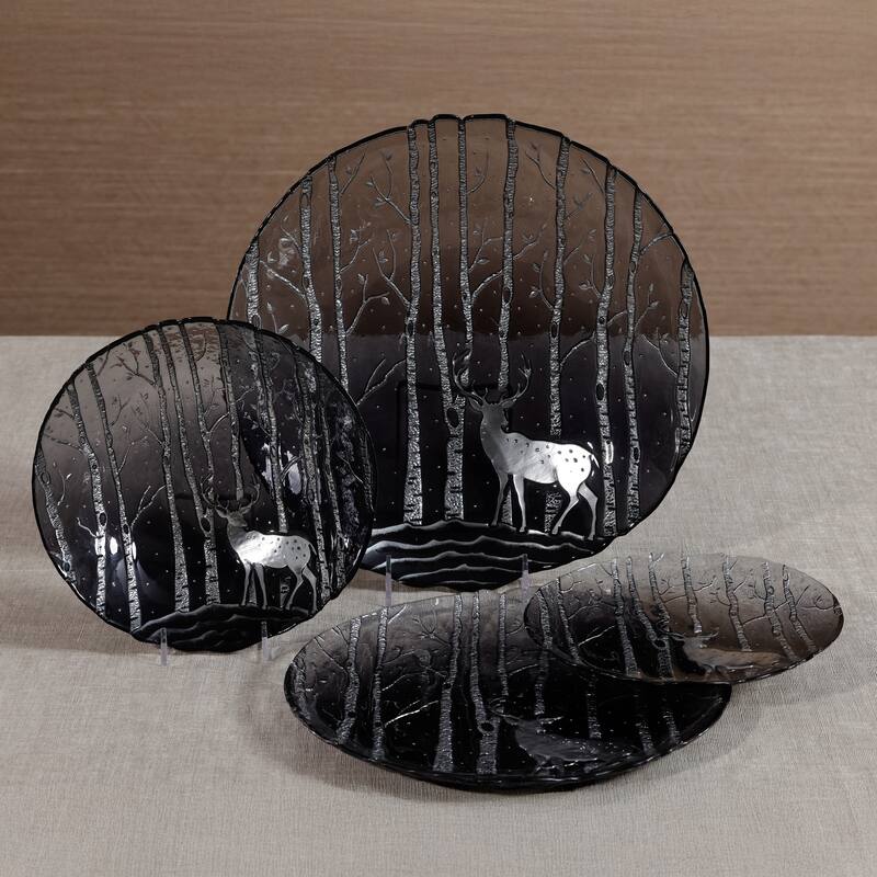 Wilderness Large Glass Serving Bowls, Set of 4 - Family Style Serving Bowls