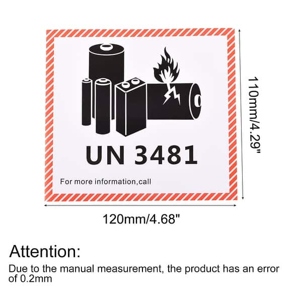 UN3481 Battery Stickers for Battery Handling Warning 150pack - 150 Pack ...