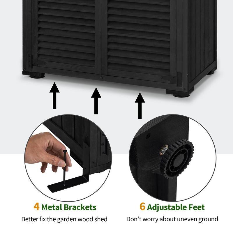 MCombo Outdoor Storage Cabinet Shed, Shuttered Doors with Lock, Wooden 0709 / 0808 / 1900