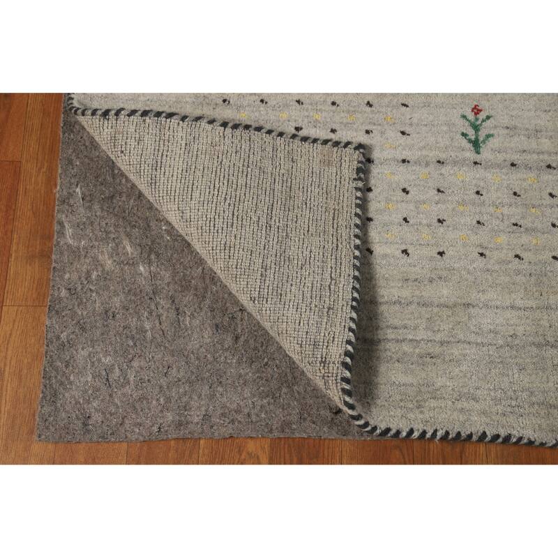 Hand Knotted Oriental 100% Wool Carpet Tribal Tribal Greys & Charcoal Gabbeh Area Rug - 9' 9'' X 8' 0''
