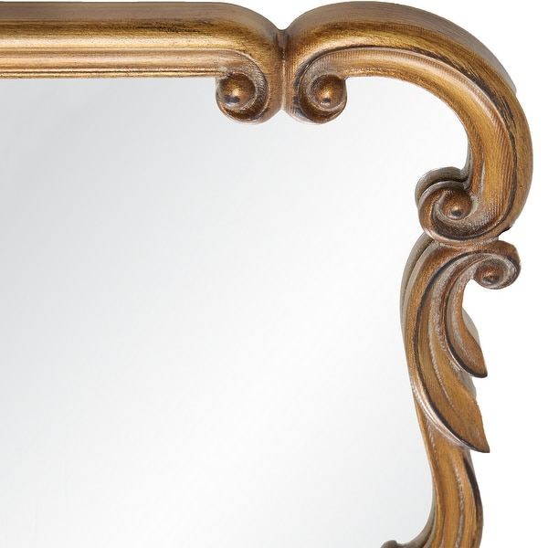 Porch & Den Antique Gold Decorative Victorian Wall Mirror - Bed