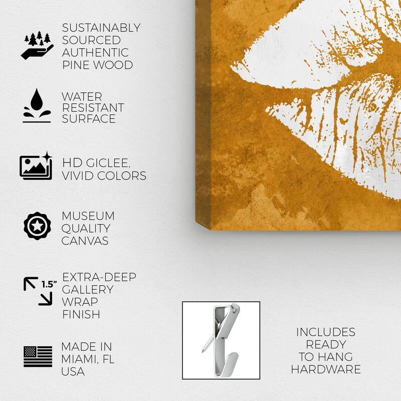 Wynwood Studio Fashion and Glam Solid Kiss Ochre Gold and Glam Wall Art Canvas Print
