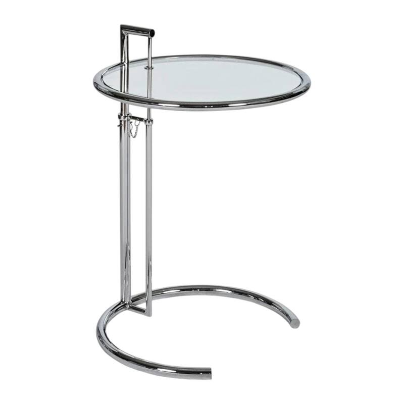 HomeRoots 25" Silver And Clear Metal And Glass Height Adjustable Round End Table - 20.00 in. x 25.00 in. x 20.00 in.