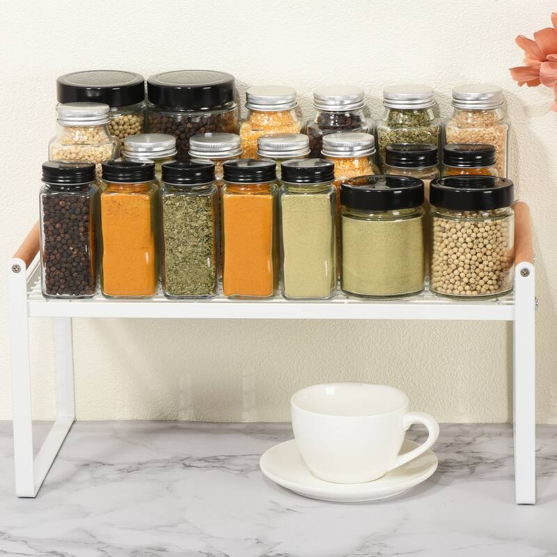 Kitchen Countertop Organizer, Stackable Spice Racks for Spice, Dish,Cup, White
