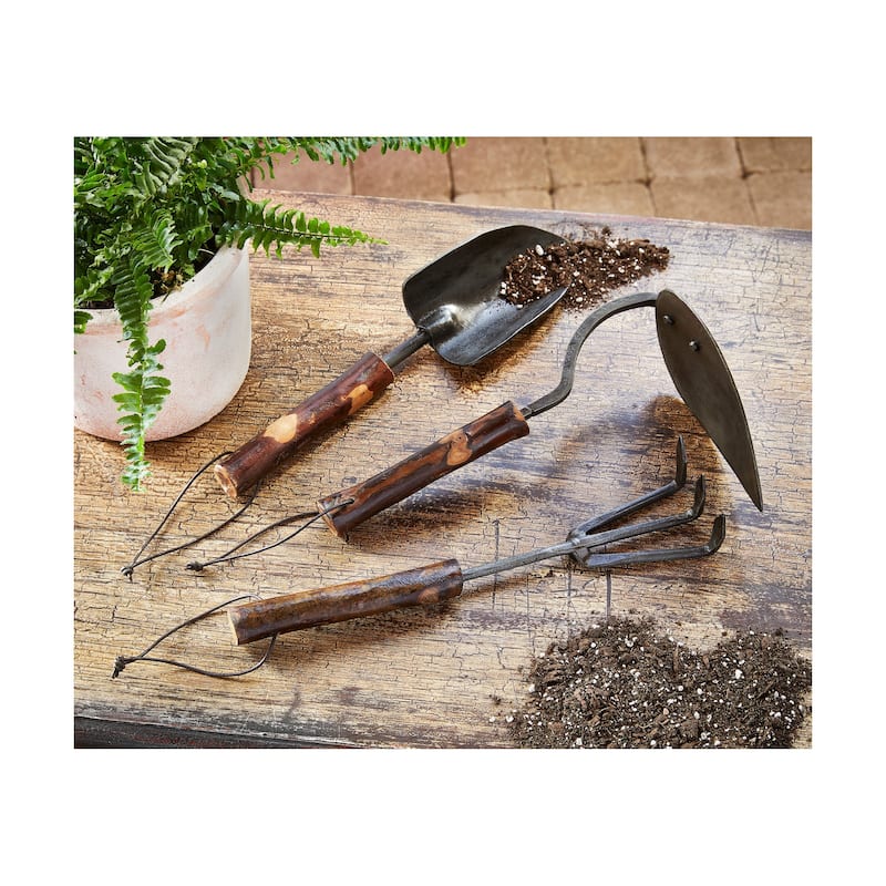 Brown Multi Iron Hand Hoe Decorative Sculpture Garden Accessory 11x4.5x7 Inches for Summer Decor