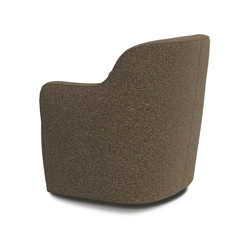 Kopi Swivel Accent Club Chair, Dark Brown Boucle, Curved Backrest