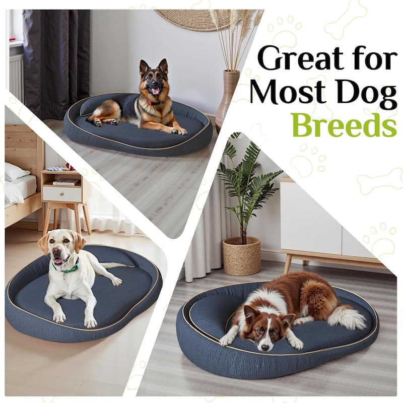 WOWMAX Orthopedic Dog Beds For Extra Large Dogs, With Extra Pillows, Non Slip Bottom Couch Bed With Washable Removable Cover