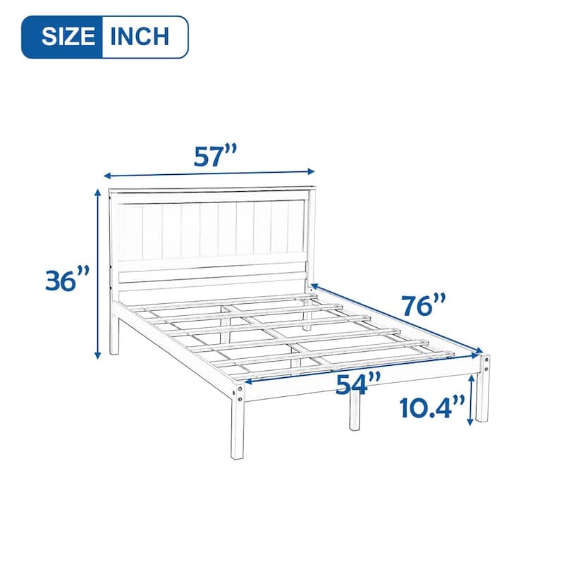 Harper & Bright Designs Wood Platform Bed with Headboard