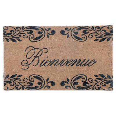 Coir Door Mat Bienvenue Scroll 18 X 30
