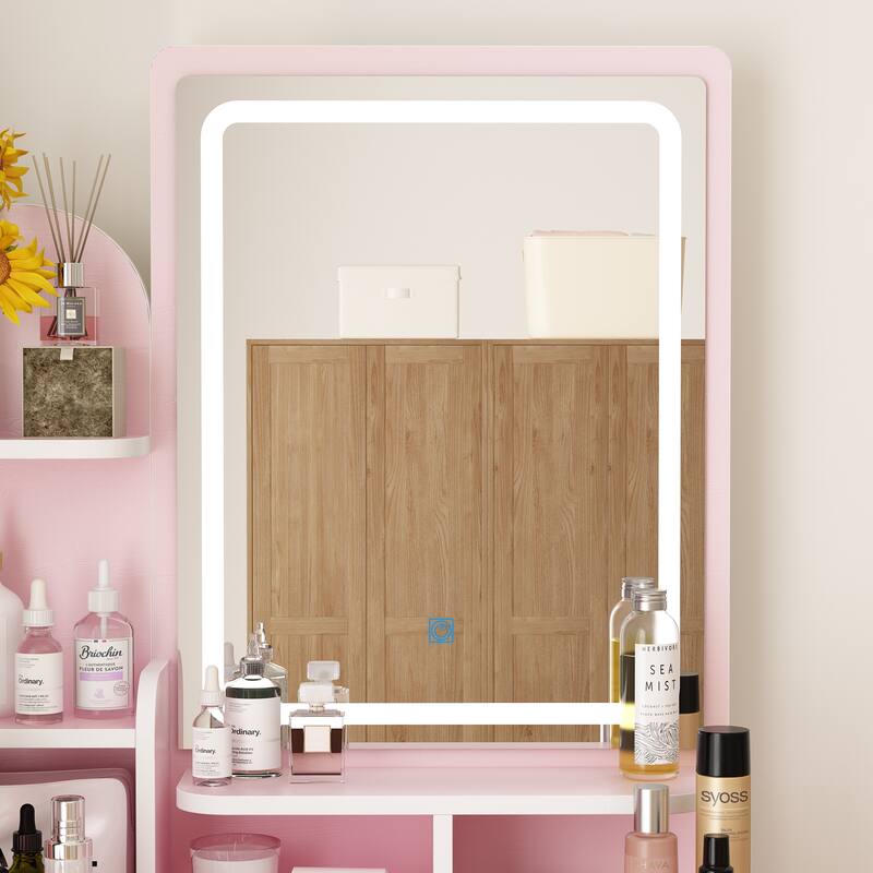 31.5" Wide Makeup Vanity With Stool and Touching Light Mirror - 31.5"W