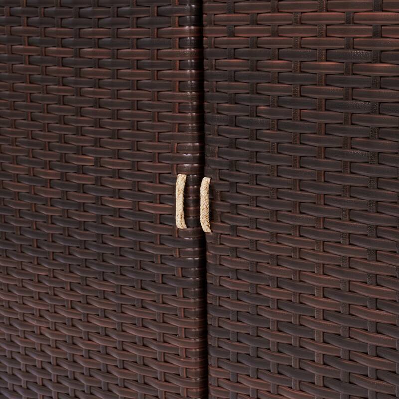 Teamson Home Outdoor Rattan Bar Serving Cart with Locking Caster Wheels, Glass Top, Large Patio Storage for Deck and Patio Use