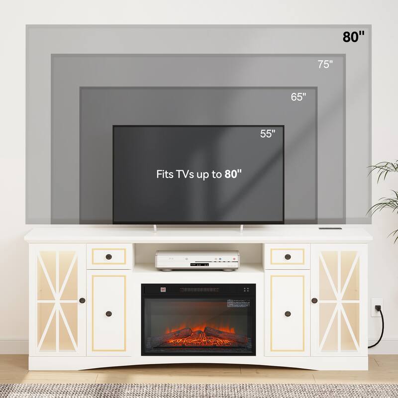 Moasis 70" Fireplace TV Stand W/ 1400W Electric Fireplace