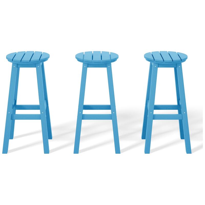 Laguna Hdpe All Weather Outdoor Patio 29" Round Bar Stool (Set Of 3)